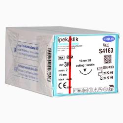 İpek S4163 3/0 16 3/8 Keskin (▼) 75Cm İpek Emilemeyen Sütür 12 Adet
