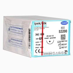 İpek S3200 4/0 20 1/2 Yuvarlak (●) 75cm İpek Emilemeyen Sütür 12 Adet