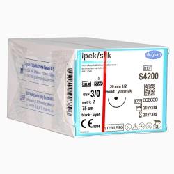 İpek S4200 3/0 20 1/2 Yuvarlak (●) 75Cm İpek Emilemeyen Sütür 12 Adet