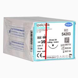 İpek S4203 3/0 20 3/8 Keskin (▼) 75Cm İpek Emilemeyen Sütür 12 Adet