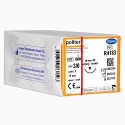 Politer R4183 3/0 18 3/8 Keskin (▼) 75Cm Polyester Emilemeyen Sütür 12 Adet