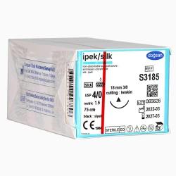 İpek S3185 4/0 18 3/8 Keskin (Δ) 75Cm İpek Emilemeyen Sütür 12 Adet