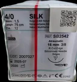 Boz 4/0 Silk 16 Mm 3/8 Aşa Kes 75 Cm Tek İğne Siyah Sütur